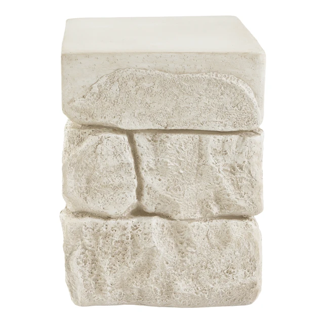 Alt view image 6 of 7 - Faux Stacked Side Table, Square Top Accent End Table Pre Assembled Non Weight Capacity Indoor Outdoor Stool for Patio