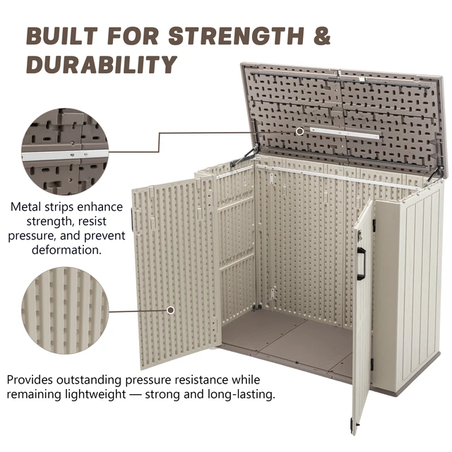 Alt view image 5 of 7 - Inchx 47.24 Inch Large Outdoor Storage Box, Weatherproof Resin Deck Box with Gas Spring Lid Waterproof