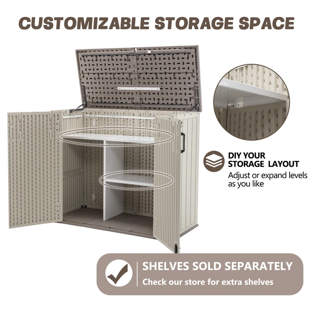 Alt view image 4 of 7 - Inchx 47.24 Inch Large Outdoor Storage Box, Weatherproof Resin Deck Box with Gas Spring Lid Waterproof