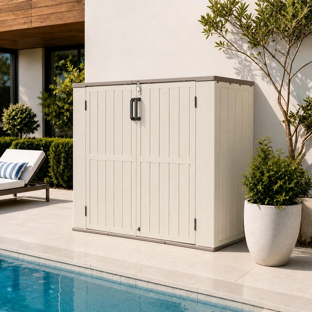 Main image of Inchx 47.24 Inch Outdoor Storage Box with Divider, Weatherproof Resin Deck Box with Gas Spring Lid Waterproof
