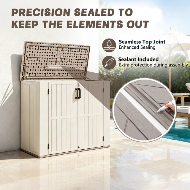 Alt view image 3 of 7 - Inchx 47.24 Inch Outdoor Storage Box with Divider, Weatherproof Resin Deck Box with Gas Spring Lid Waterproof