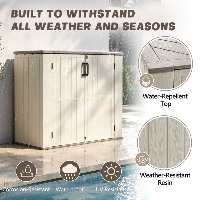Alt view image 4 of 7 - Inchx 47.24 Inch Outdoor Storage Box with Divider, Weatherproof Resin Deck Box with Gas Spring Lid Waterproof