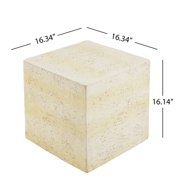 Alt view image 2 of 7 - Square Side Table, Faux Textured Accent End Table Pre Assembled Non Design Load Capacity Indoor and Outdoor Use Cube