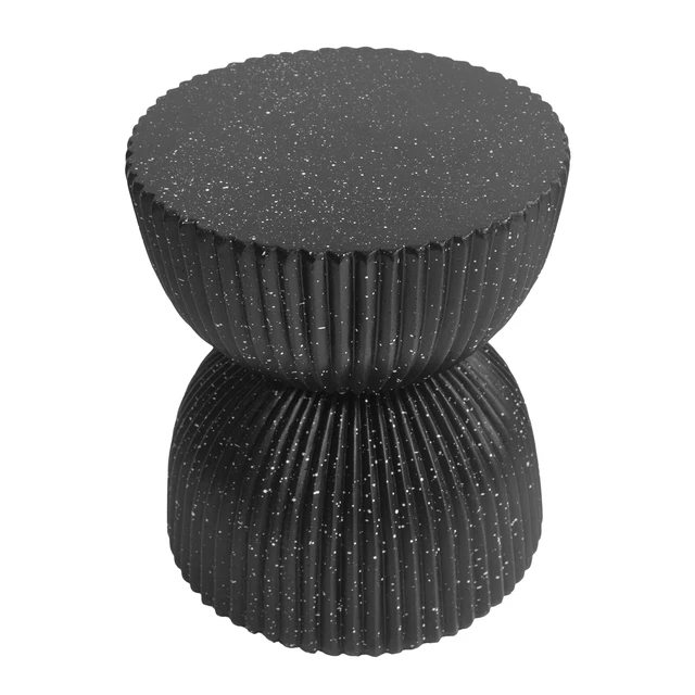 Alt view image 7 of 7 - Speckled Hourglass Side Table, Fully Assembled Non Foldable Ribbed Accent End Table Indoor Outdoor Side