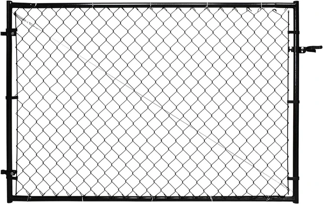 Main image of Adjustable Chain Link Walk Gate Kit, Round Corner Frame Design Heavy Duty PVC Steel Outdoor Fencing Gate DIY Fit