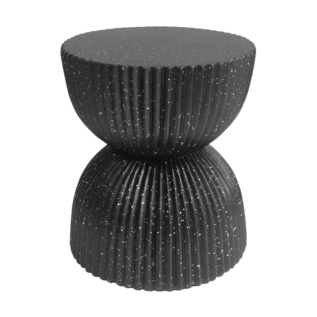 Alt view image 5 of 7 - Speckled Hourglass Side Table, Fully Assembled Non Foldable Ribbed Accent End Table Indoor Outdoor Side