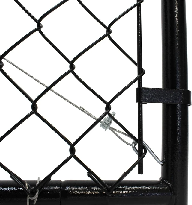 Alt view image 3 of 7 - Adjustable Chain Link Walk Gate Kit, Round Corner Frame Design Heavy Duty PVC Steel Outdoor Fencing Gate DIY Fit
