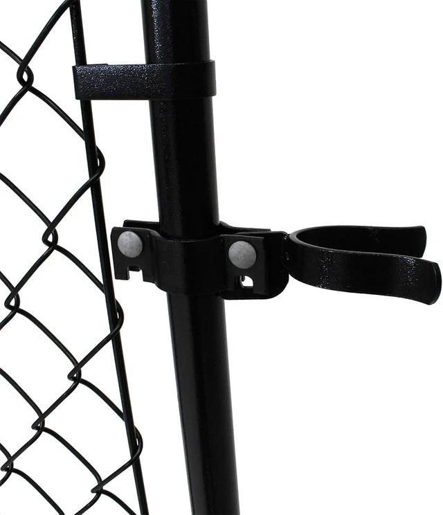 Alt view image 2 of 7 - Adjustable Chain Link Walk Gate Kit, Round Corner Frame Design Heavy Duty PVC Steel Outdoor Fencing Gate DIY Fit