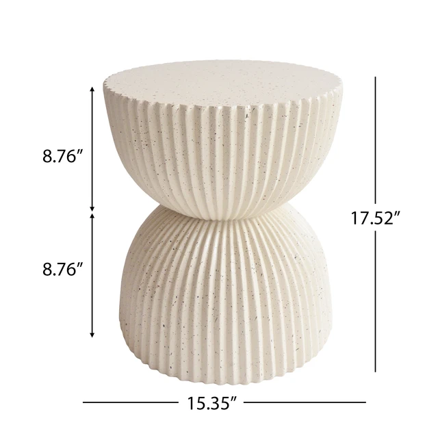 Alt view image 2 of 7 - Speckled Hourglass Side Table, Fully Assembled Non Foldable Ribbed Accent End Table Indoor and Outdoor Decor