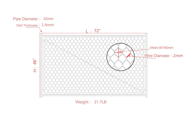 Alt view image 7 of 7 - Adjustable Chain Link Walk Gate Kit, Round Corner Frame Design Heavy Duty PVC Steel Outdoor Fencing Gate DIY Fit