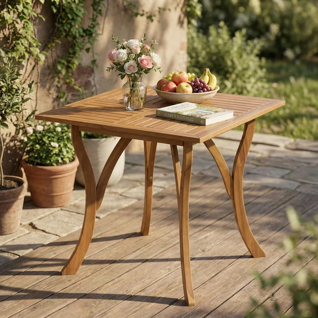 Main image of Outdoor Square Dining Table 31.50 Inch l 31.50 Inch 30.00 Teak, Acacia Wood