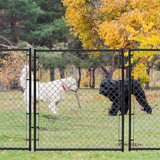 Alt view image 5 of 7 - Adjustable Chain Link Walk Gate Kit, Round Corner Frame Design Heavy Duty PVC Steel Outdoor Fencing Gate DIY Fit