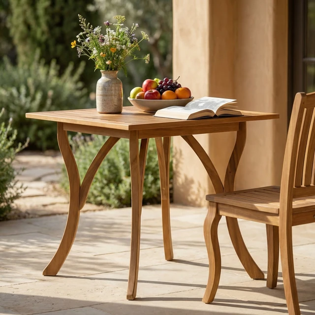Alt view image 2 of 7 - Outdoor Square Dining Table 31.50 Inch l 31.50 Inch 30.00 Teak, Acacia Wood
