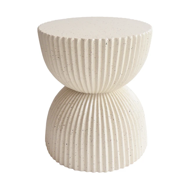 Alt view image 6 of 7 - Speckled Hourglass Side Table, Fully Assembled Non Foldable Ribbed Accent End Table Indoor and Outdoor Decor