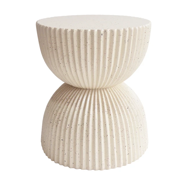 Alt view image 7 of 7 - Speckled Hourglass Side Table, Fully Assembled Non Foldable Ribbed Accent End Table Indoor and Outdoor Decor