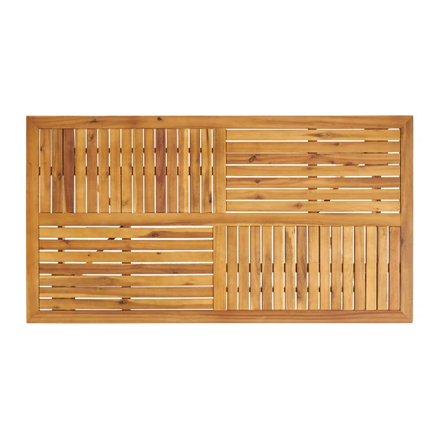 Alt view image 7 of 7 - Outdoor 59 Inch Rectangular Solid Wood Table Dining Table, Teak Finish, Teak, Acacia Wood