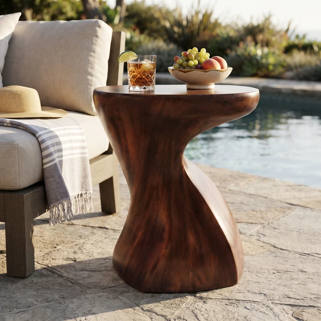 Main image of Twisted Sculptural Side Table, Accent End Table Indoor Outdoor Decorative Side Ready Use Assembly Lightweight Hollow