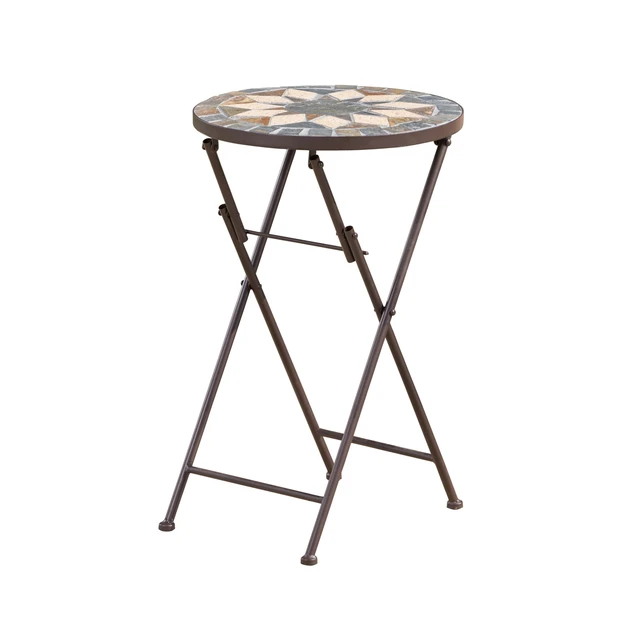 Alt view image 7 of 7 - End Table, Beige Black, Ceramic Tile and Iron, Outdoor Tables