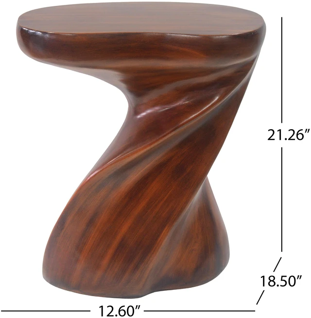 Alt view image 2 of 7 - Twisted Sculptural Side Table, Accent End Table Indoor Outdoor Decorative Side Ready Use Assembly Lightweight Hollow