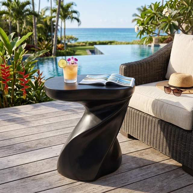 Main image of Twisted Sculptural Side Table, Decorative Accent End Table Indoor Outdoor Use Fully Pre Assembled Folding Hollow Easy
