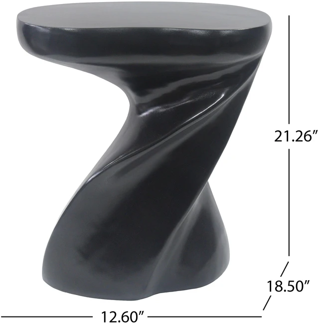 Alt view image 2 of 7 - Twisted Sculptural Side Table, Decorative Accent End Table Indoor Outdoor Use Fully Pre Assembled Folding Hollow Easy