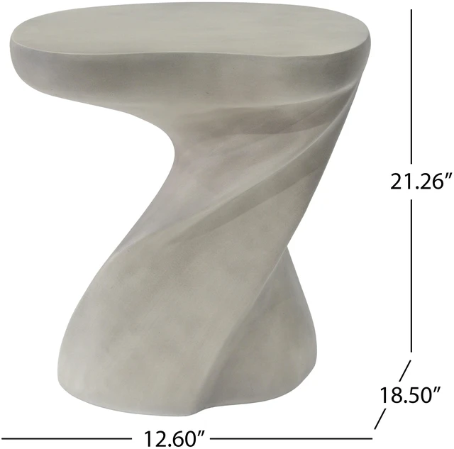 Alt view image 2 of 7 - Twisted Sculptural Side Table, Decorative Accent End Table Indoor Outdoor Side Fully Assembled and Folding Hollow