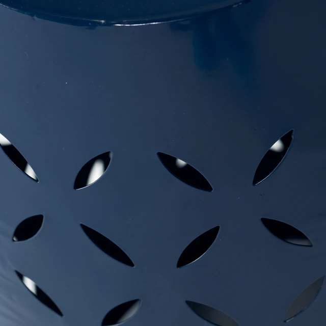 Alt view image 7 of 7 - 12 Inch Metal Outdoor Side Table, Leaf Cutout Accent Table Weather Resistant Iron End for Patio Garden Living, Dark