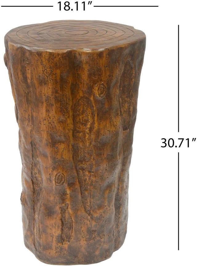 Alt view image 2 of 7 - Tree Stump Side Table, Material End Table Indoor Outdoor Use Wood Grain Accent Hollow Design Easy Move Holds Ready Use