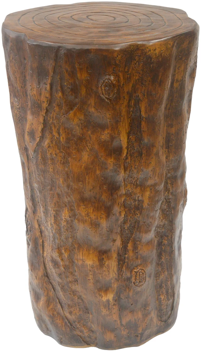 Alt view image 6 of 7 - Tree Stump Side Table, Material End Table Indoor Outdoor Use Wood Grain Accent Hollow Design Easy Move Holds Ready Use