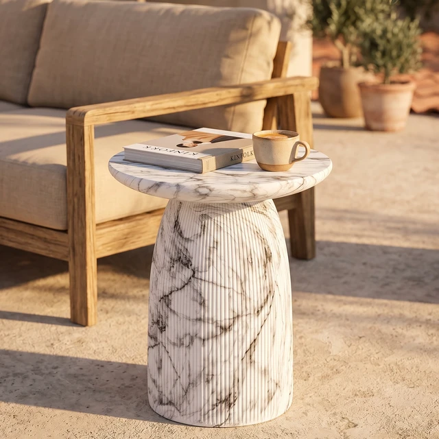 Alt view image 4 of 7 - Outdoor Side Table, Effect, Marble, Magnesium Oxide