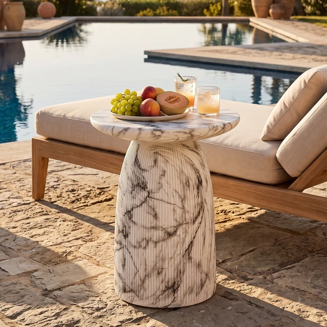 Alt view image 3 of 7 - Outdoor Side Table, Effect, Marble, Magnesium Oxide