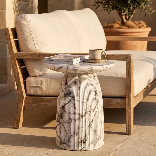 Alt view image 5 of 7 - Outdoor Side Table, Effect, Marble, Magnesium Oxide