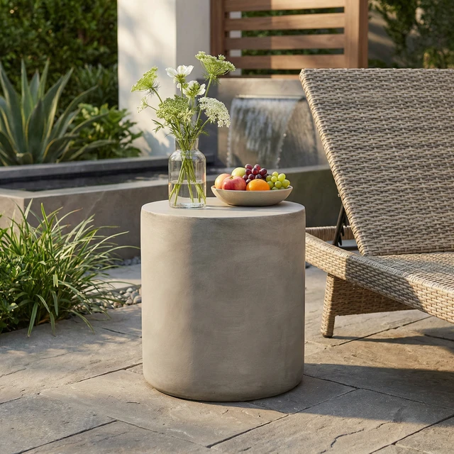 Alt view image 2 of 7 - Outdoor Weight Side Table, Light Grey, Magnesium Oxide