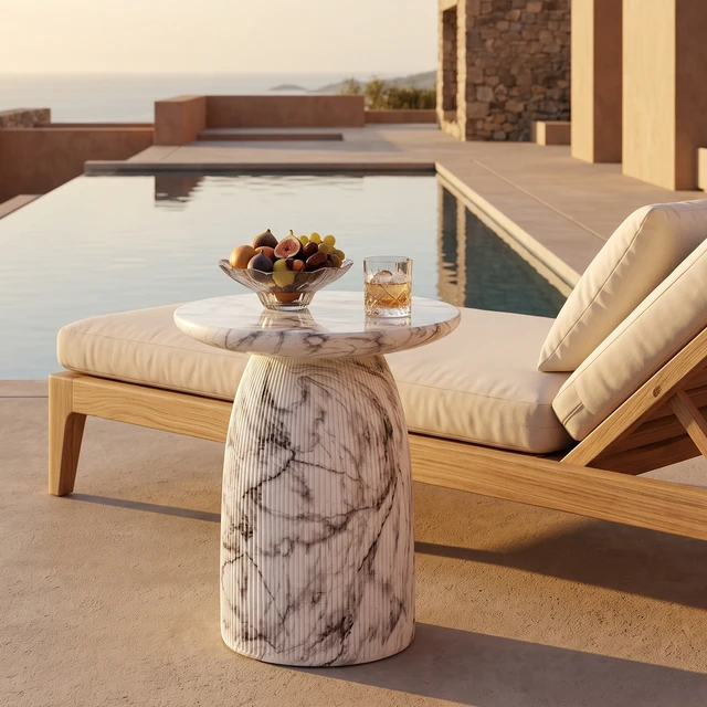 Alt view image 6 of 7 - Outdoor Side Table, Effect, Marble, Magnesium Oxide