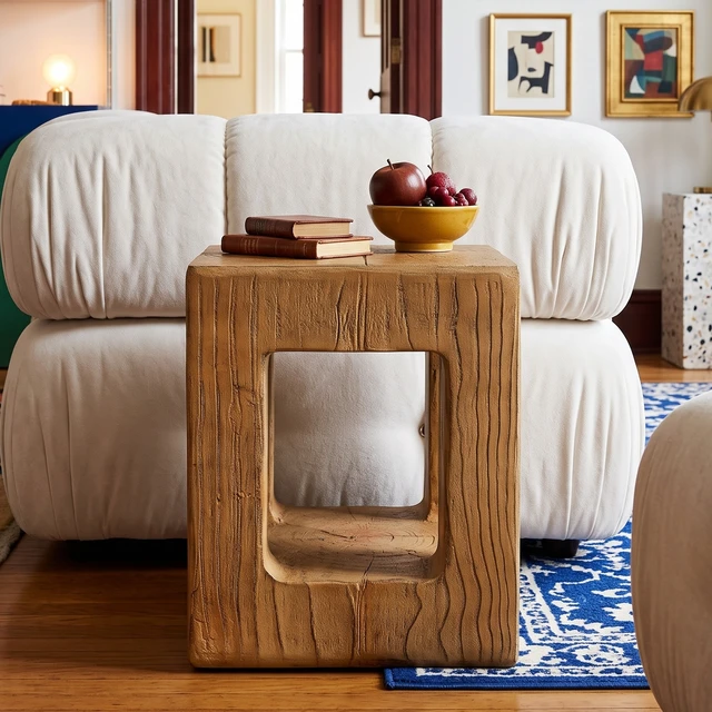 Alt view image 7 of 7 - Side Table with Pattern, Light Brown, Magnesium Oxide, Outdoor Tables