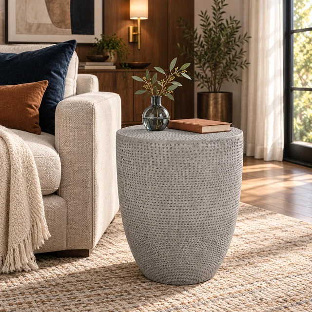 Main image of Outdoor Weight Side Table, End Table, Light Grey, Magnesium Oxide