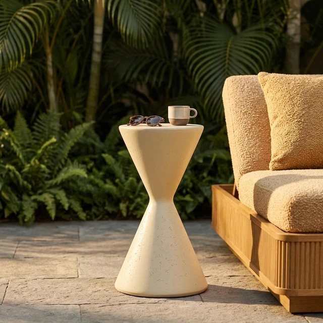 Alt view image 6 of 7 - 18.3 Inch Tall Garden Pedestal Stand, Magnesium Oxide Plant Stand Outdoor Decortions Pedestal Flower Pots Yard, Beige