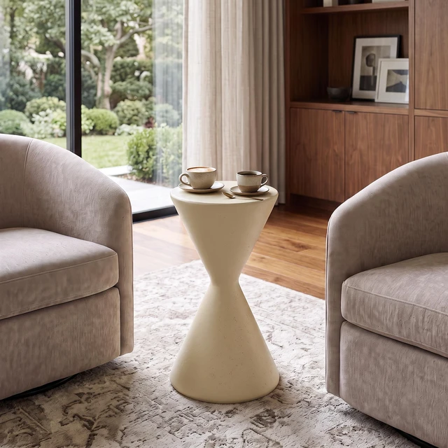 Alt view image 3 of 7 - 18.3 Inch Tall Garden Pedestal Stand, Magnesium Oxide Plant Stand Outdoor Decortions Pedestal Flower Pots Yard, Beige