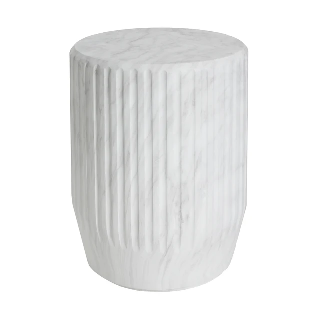 Alt view image 2 of 7 - Outdoor Cicci Carved Side Table, White, Concrete