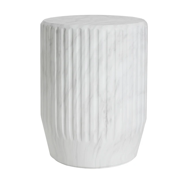 Alt view image 3 of 7 - Outdoor Cicci Carved Side Table, White, Concrete