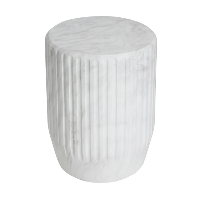 Alt view image 5 of 7 - Outdoor Cicci Carved Side Table, White, Concrete