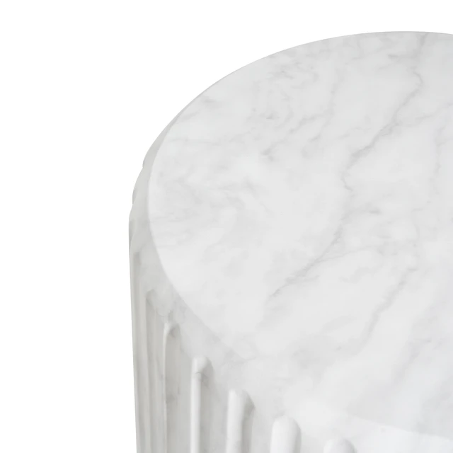 Alt view image 6 of 7 - Outdoor Cicci Carved Side Table, White, Concrete