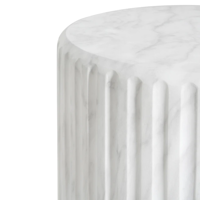 Alt view image 7 of 7 - Outdoor Cicci Carved Side Table, White, Concrete