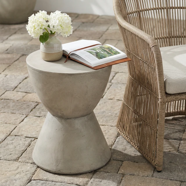 Alt view image 2 of 7 - Outdoor Side Table, Light Grey, Magnesium Oxide