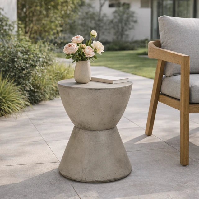 Alt view image 3 of 7 - Outdoor Side Table, Light Grey, Magnesium Oxide