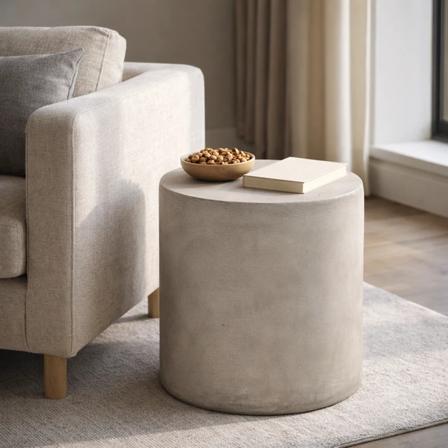 Alt view image 2 of 7 - Outdoor Weight Side Table, Light Grey, Magnesium Oxide