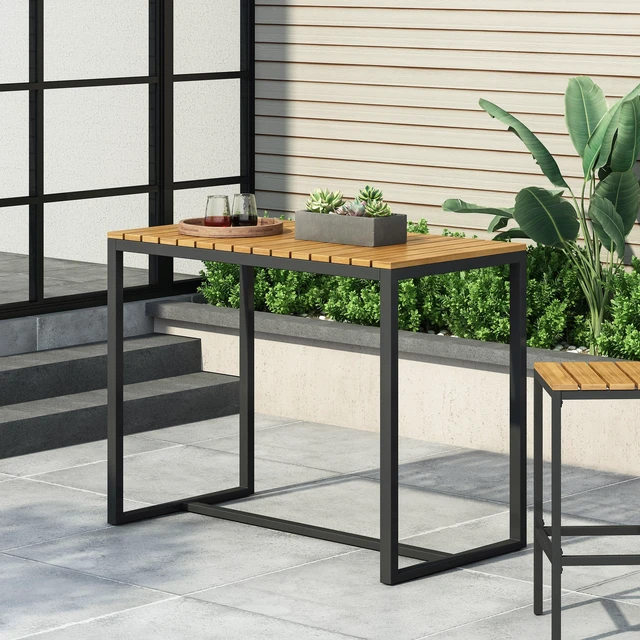 Main image of Bar Table, Teak Black, Wood and Metal, Outdoor Tables