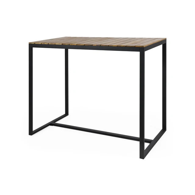 Alt view image 4 of 7 - Bar Table, Teak Black, Wood and Metal, Outdoor Tables
