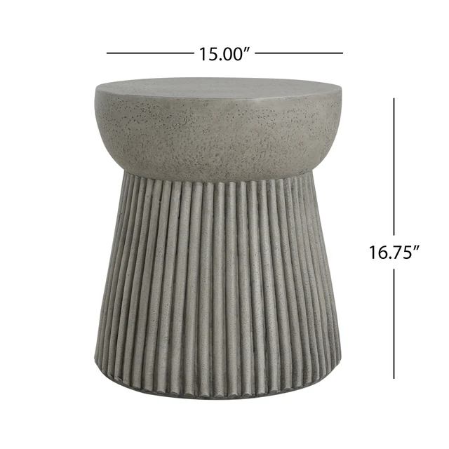 Alt view image 4 of 7 - Outdoor Weight Side Table, Concrete Finish, Light Gray, Concrete