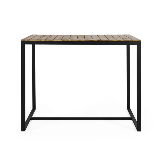 Alt view image 6 of 7 - Bar Table, Teak Black, Wood and Metal, Outdoor Tables